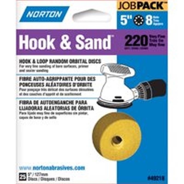 Norton Abrasives - St. Gobain 49218 5X8Hole Hook/Snd P220-2 25PK 7660749218